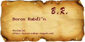 Boros Rabán névjegykártya